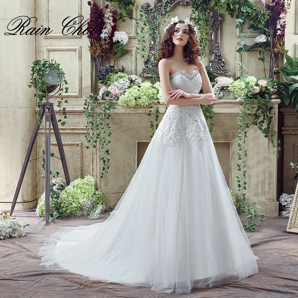 

A line Bridal Gowns Strapless Lace Up Wedding Dress