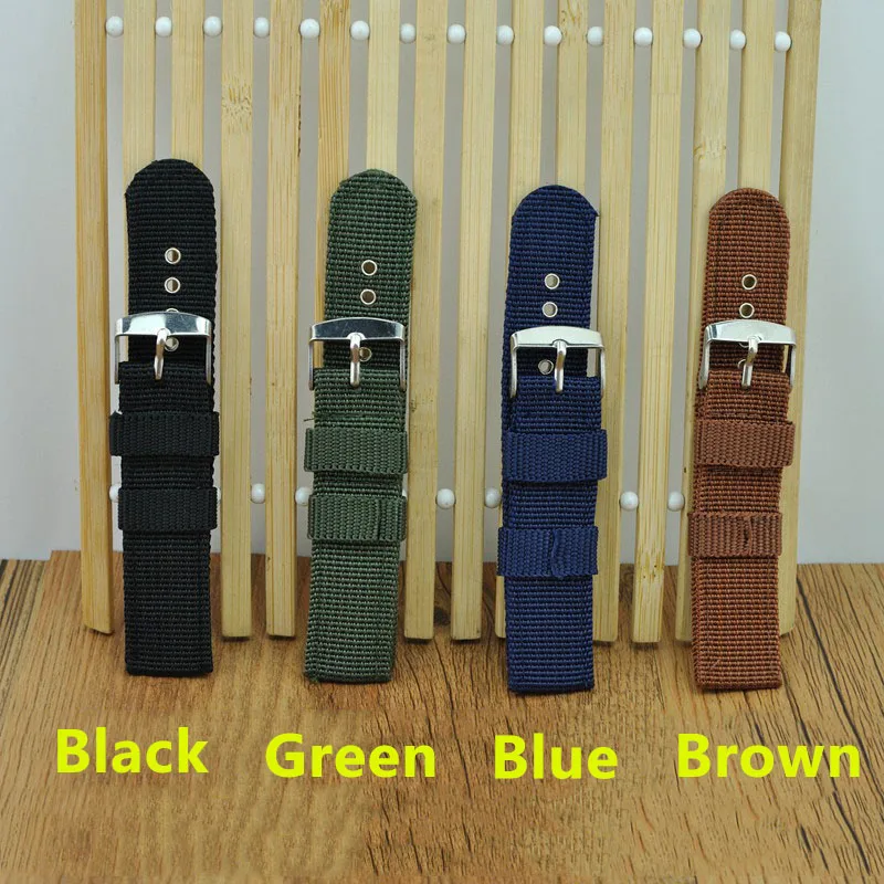 Nylon Watchbands Fashion Black Brown 20mm 22mm 24mm Womens Men Sport Watch Band Strap Stainless Steel Buckle Accessories | Наручные часы