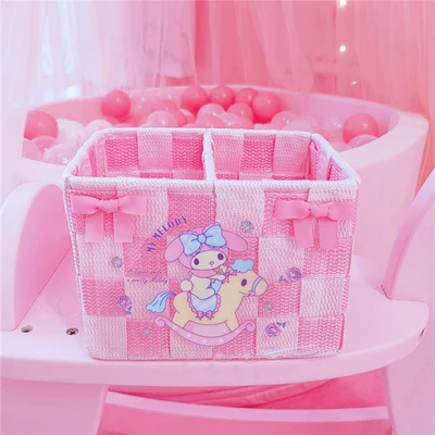 A My Melody собака с большим ухом Близнецы коробка для хранения косметики тканая коробка для хранения настольная коробка для хранения - Цвет: A
