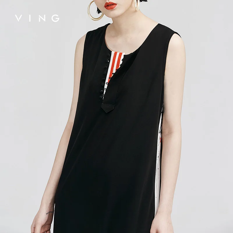 VING платья для женщин Лето 2017 г. Wommen лоскутное выдалбливают шифон тонкий платье|slim