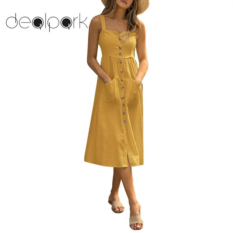 Элегантное Дамское Платье комбинация с высокой талией Миди пляжное летнее