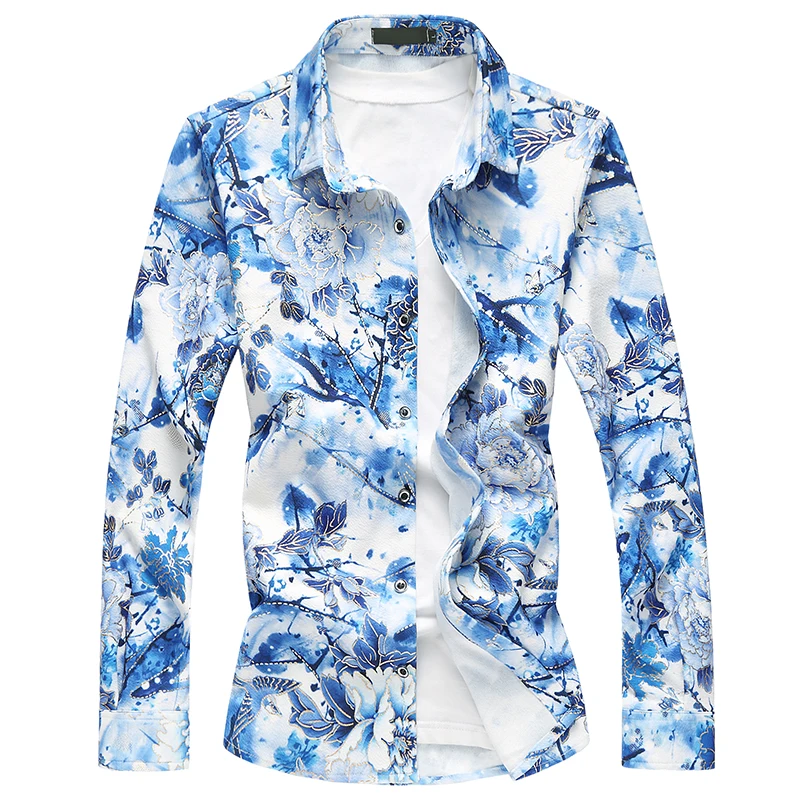 Мужская Повседневная рубашка MOGU повседневная приталенная с цветочным принтом