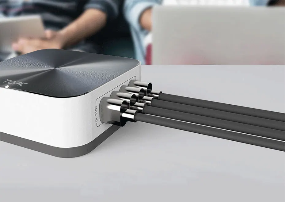 TOPK 8-Порты и разъёмы Quick Charge 3,0 USB Зарядное устройство ЕС США Великобритания AU Подключите Desktop Быстрый Телефон Зарядное устройство адаптер для iPhone samsung Xiaomi Huawe