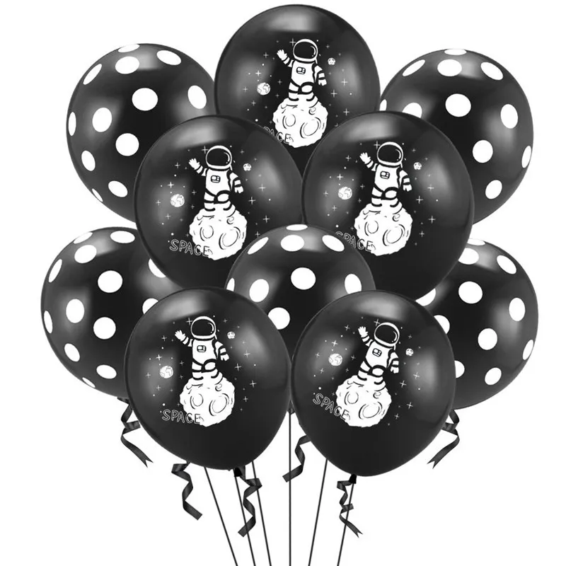 10pcs Astronaut Spacecraft Agate Dot Balloon Set Blue Black Space Latex Balloons Air Globos Baby Birthday Party Decoration Toys | Дом и сад