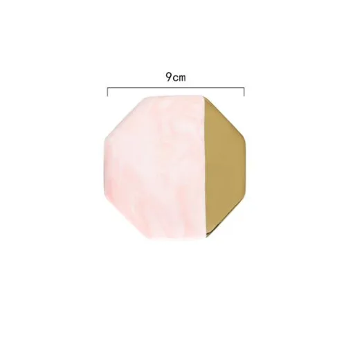 Octagon pink gold Мраморные Подставки, керамические подставки с деревянным ковриком, кофейная подставка для чайной чашки, круглая черная подставка, Настольный коврик, Ювелирный стенд, 1 шт - Цвет: Octagon pink gold