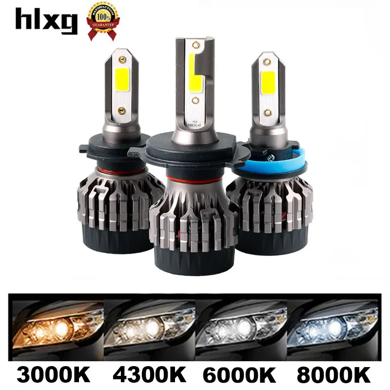 HLXG 2 шт. мини H4 Led H1 H7 автомобилей головной светильник 50 Вт 8000LM nebbia H8 H9 H11 9005 HB3 9006 HB4 6000K лампы светильник авто аксессуары