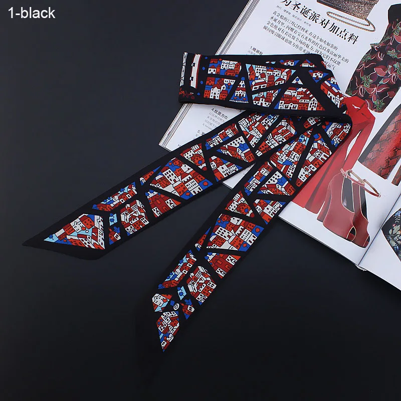 Новый дизайн с принтом городской дом жизни лоскутный шелковый шарф маленькая