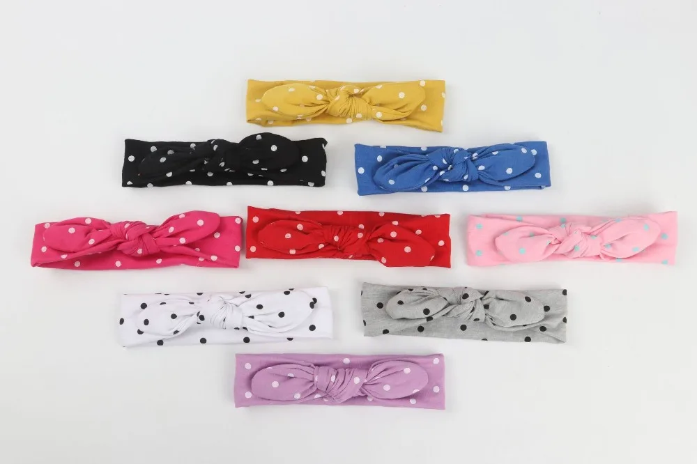 Эластичная Повязка на голову в горошек для девочек повязка волос с принтом виде