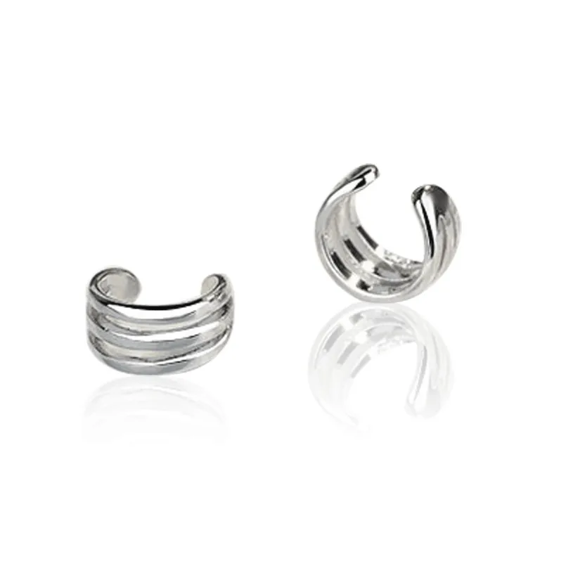 PF Silver Circle Clip Earrings Cartilage Ear Cuffs Without Puncture Charms Jewelry Ornament for Women Ohrringe SP0058 | Украшения и
