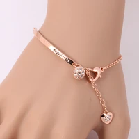 rose gold lettering happiness heart beads ball bracelet for women jewelry female lucky charm bracelets