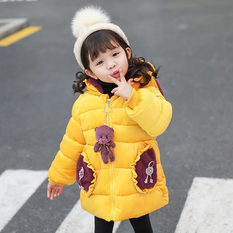 Girls Jackets Baby Outdoor Warm Clothing Thick Coats Windproof Children Winter Kids Cartoon bear Outerwear | Детская одежда и