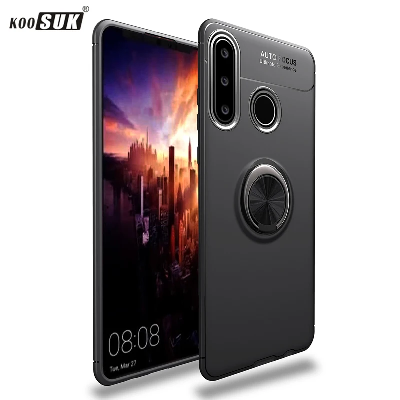 Чехол для huawei P30 Lite роскошный магнитный держатель-кольцо мягкая Матовая