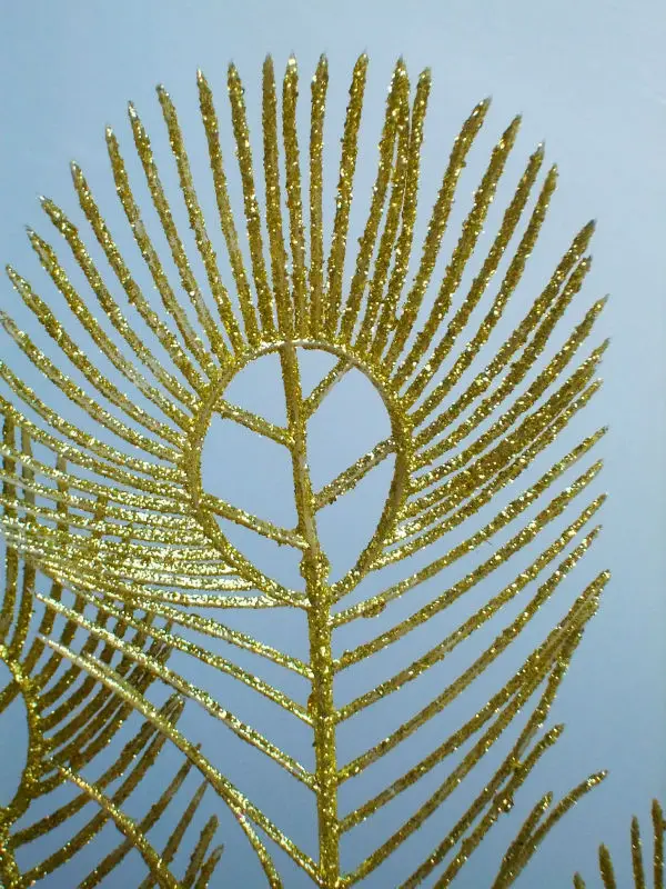 Рождественские украшения/длинные 3 листа искусственные с блестками лист перьев