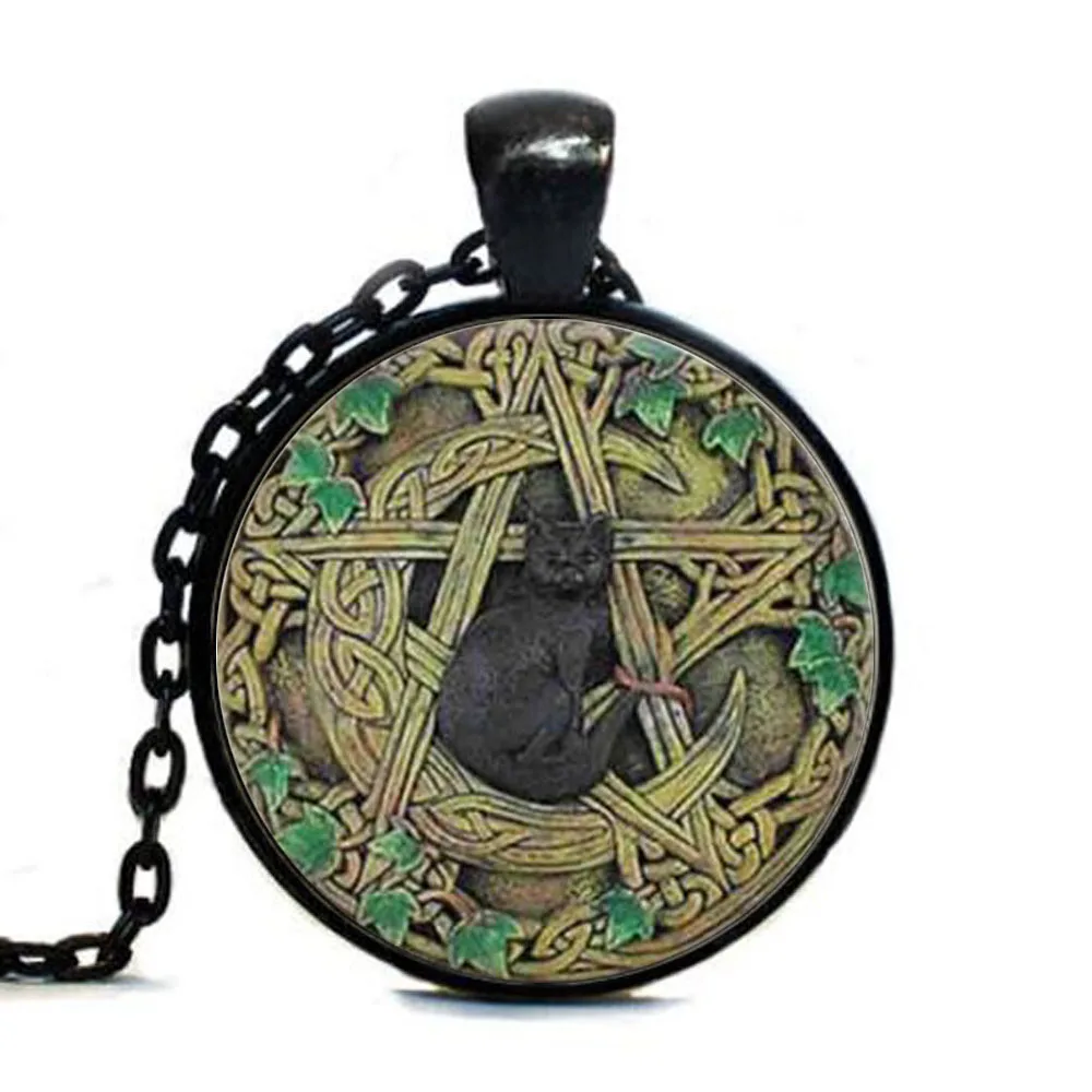Стеклянный купол оптом тег черная кошка Wicca пентаграмма Wiccan ювелирные изделия