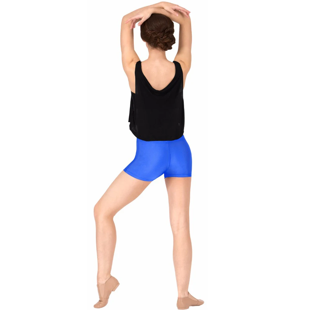 LZCMsoft Mid Waisted Women's Black Dance Shorts Nylon Spandex Elastics Waistband Gymnastics Shorts For Girls Fitness Underwear