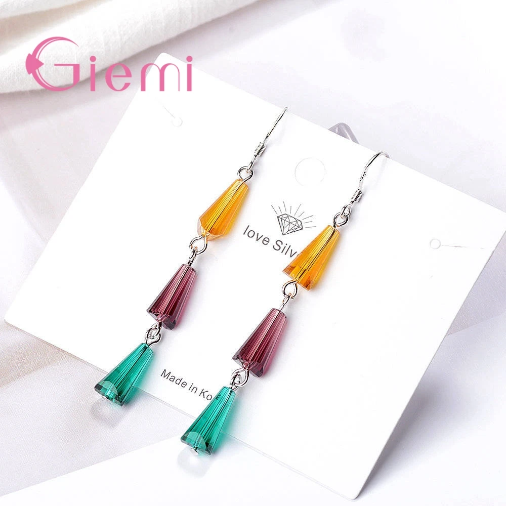 Женские Висячие серьги Elegance длинные висячие с крючками из чистого серебра 925