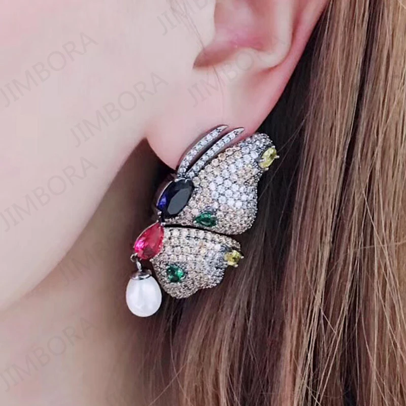 

GODKI Gorgeous Big Butterfly Dangle Earrings Fashion Pearl Cubic Zirconia Inlaid Earrings Jewelry boucle d'oreille femme 2020