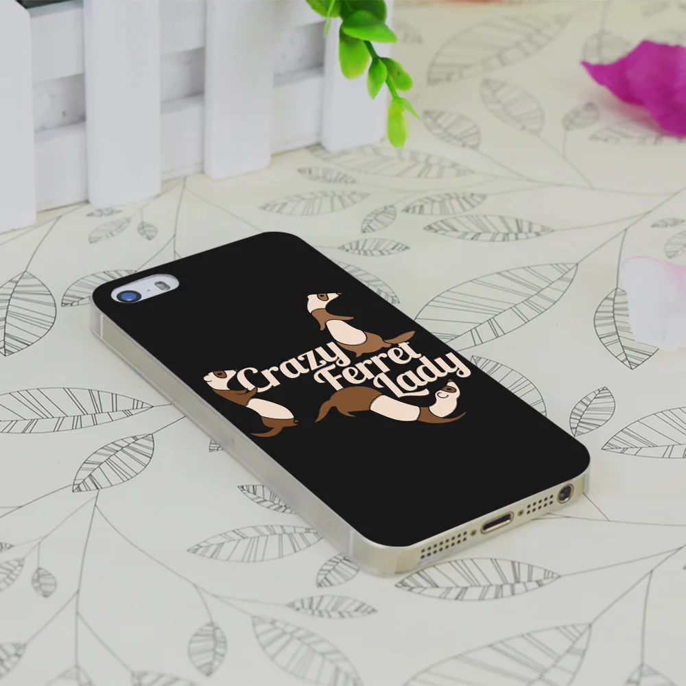 C3284 Crazy Ferret Lady Прозрачный Жесткий Тонкий чехол для Apple IPhone 4 4S 4G 5 5G 5S SE 5C 6 6S Plus |