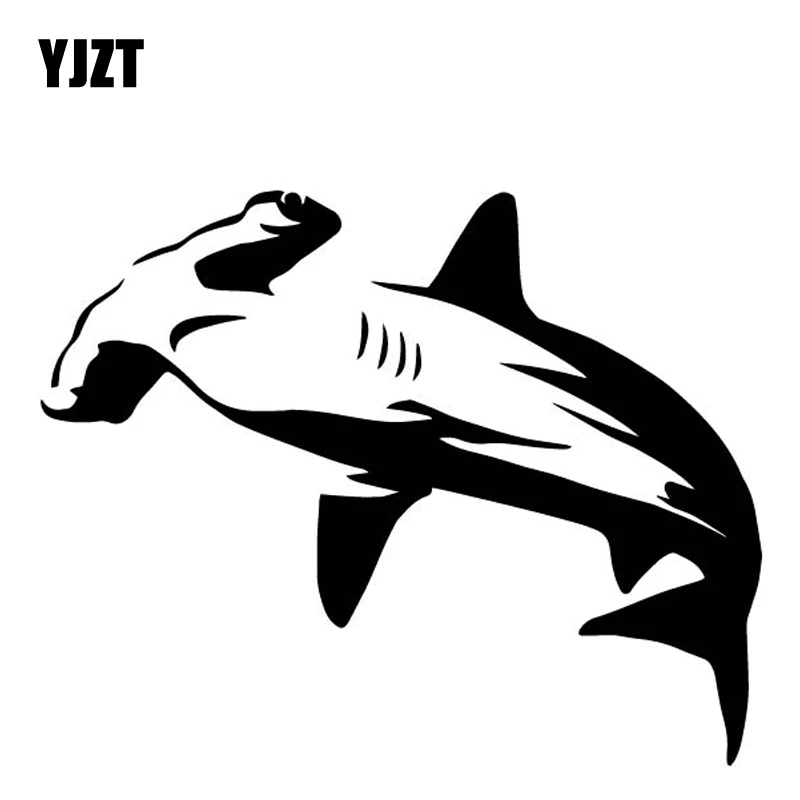 

YJZT 16.9CM*13.5CM Hammerhead Sharks Decorate Pattern Car Sticker Body Of Car Vinyl Decal Black/Silver C4-2134