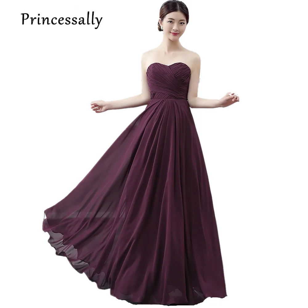 Новинка платье подружки невесты Princessally темно фиолетовое милое Плиссированное до