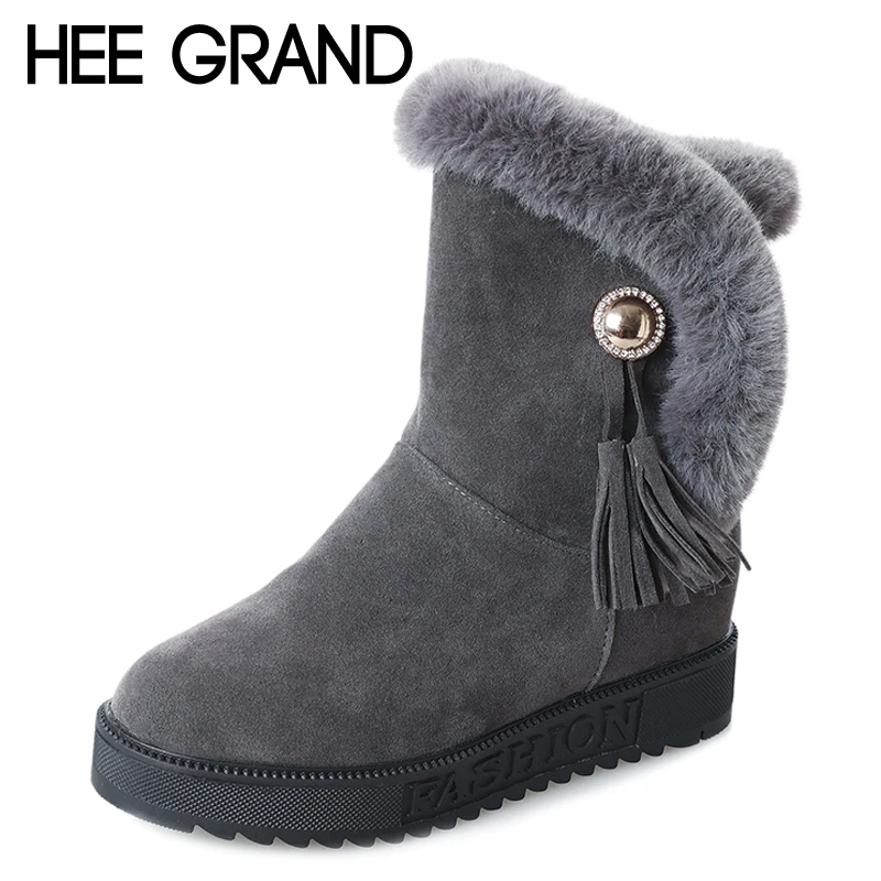 Hee grand/Женские ботильоны зимние сапоги из замши с мехом внутри сандалии