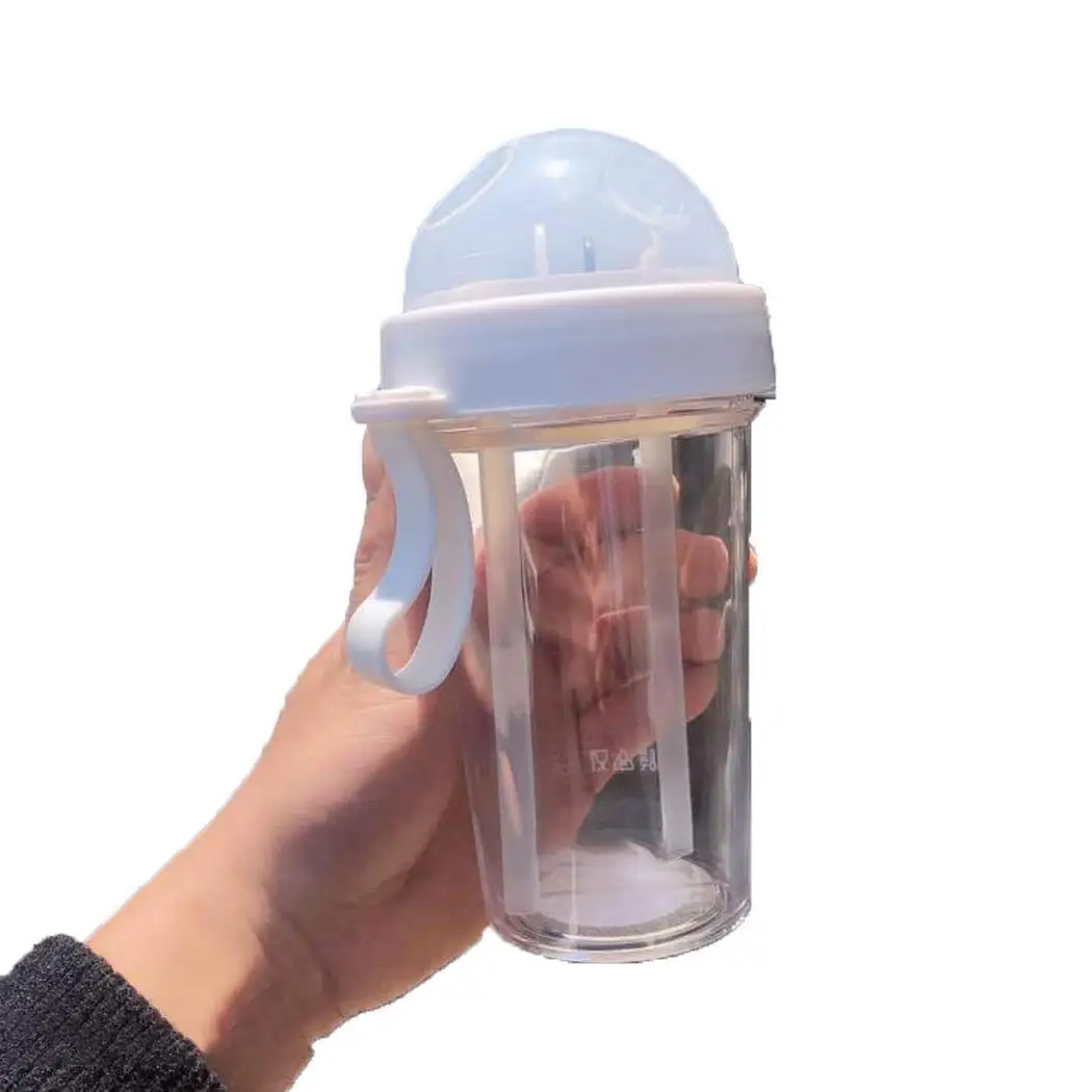 Double Separate Straw Water Bottles Creative 600ML Portable Outdoor Lightweight Cup Casual | Дом и сад