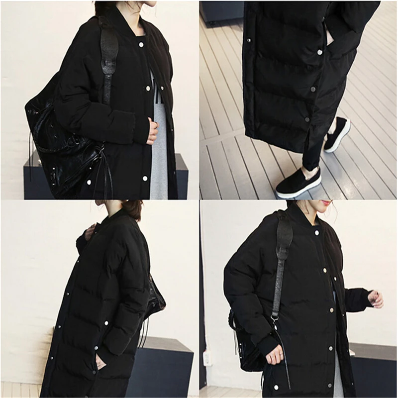 

Pop Winter Coat Women Long Down Parka Thick Winter Jacket Women Nice New O-neck Ladies Cotton Down Jacket A118