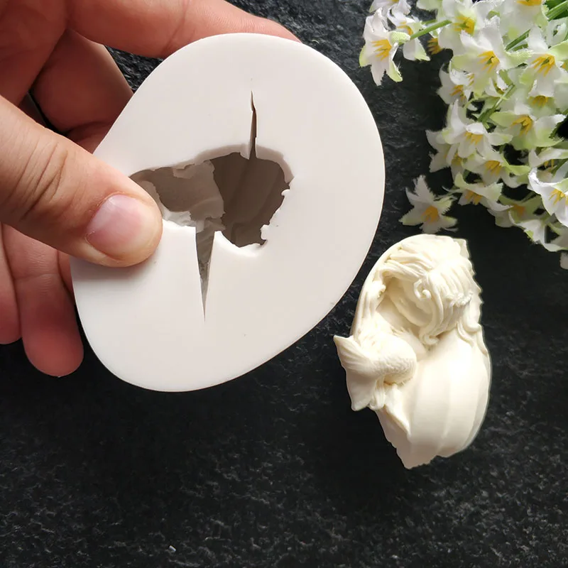 

Cute Sleeping Mermaid Cupcake Decorating Silicone Molds Chocolate Sugarcraft Handmade Soap Tools Cake Decorating Mold
