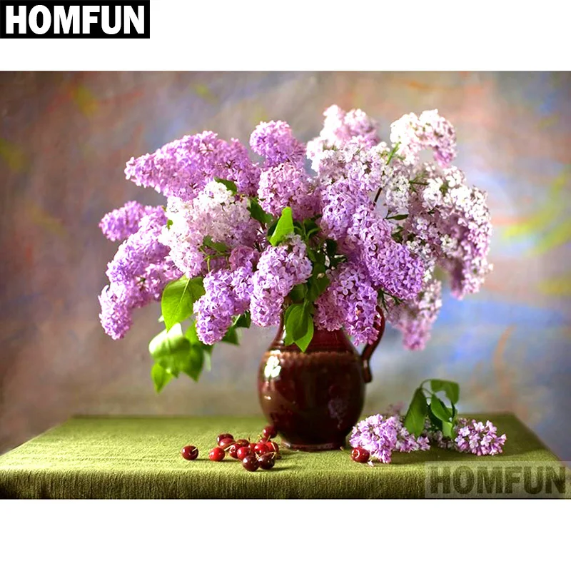 

Алмазная живопись HOMFUN «фиолетовый цветок», вышивка крестиком из квадратных/круглых страз, домашний декор, подарок, A06613