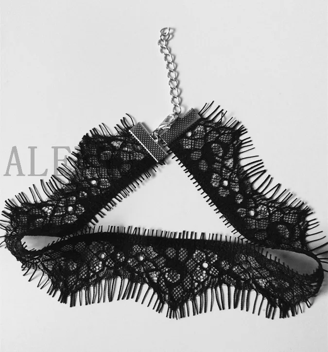 2 шт./лот кружевное ожерелье-чокер с ресничками черно-белое модное женское