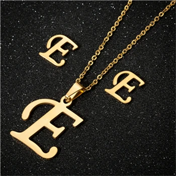 E necklace sets Yiustar модное простое алфавитное ожерелье s для женщин из нержавеющей стали ожерелье цепь A-Z ожерелье с буквенными подвесками индивидуальный подарок - Окраска металла: E necklace sets