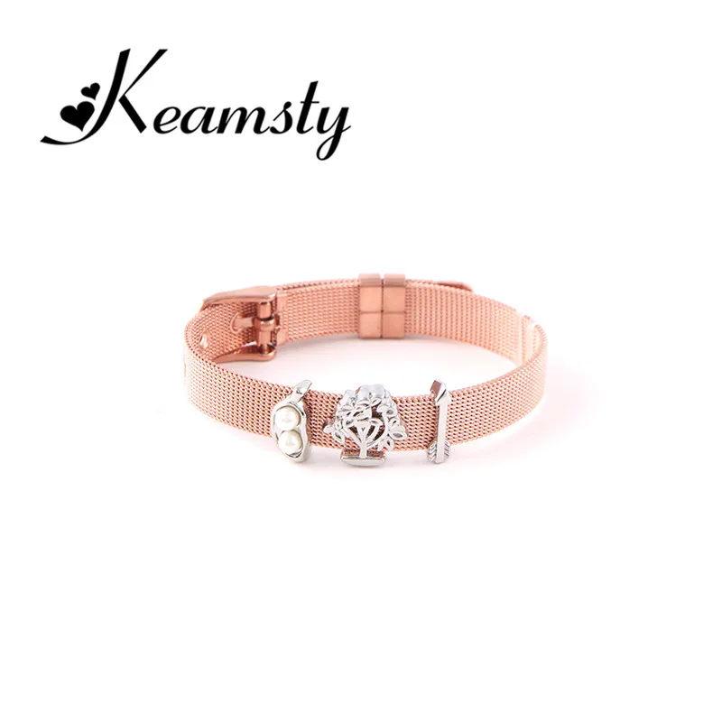 Keamsty розовое золото браслет кристалл любовь талисманы браслеты комплект