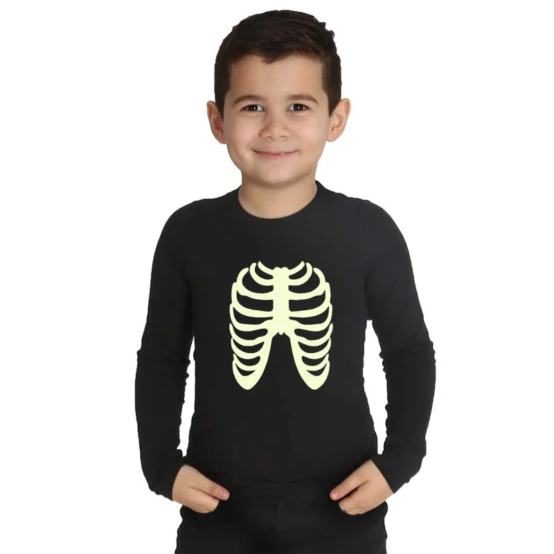 LYTLM с длинным рукавом Футболка Skeleton забавная футболка рисунком черепа для детей
