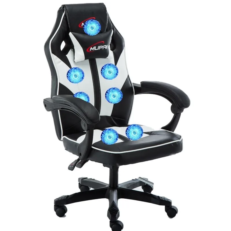 Роскошное Качество офисное кресло Poltrona Silla Gamer Esports 7 точечное массажное колесо Синтетическая кожа с подставкой для ног может лежать Бытовая - Цвет: black white