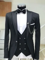 handsome groomsmen peak lapel groom tuxedos mens wedding dress man jacket blazer prom dinner jacketpantstievest a271