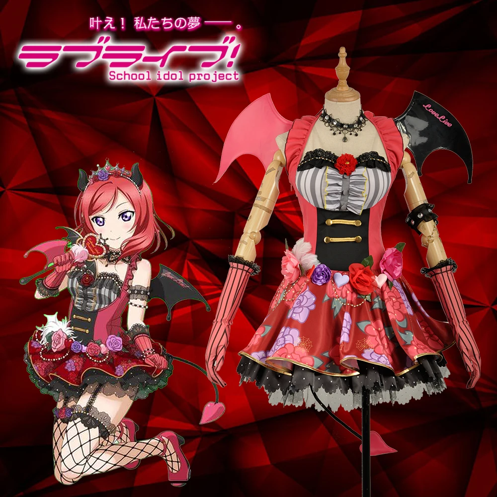 

Аниме Love Live! Костюм для косплея Nishikino Маки, маленький дьявол, демон, взрослый, Экипировка для взрослых женщин, крылья, хвост, Хэллоуин, Cos