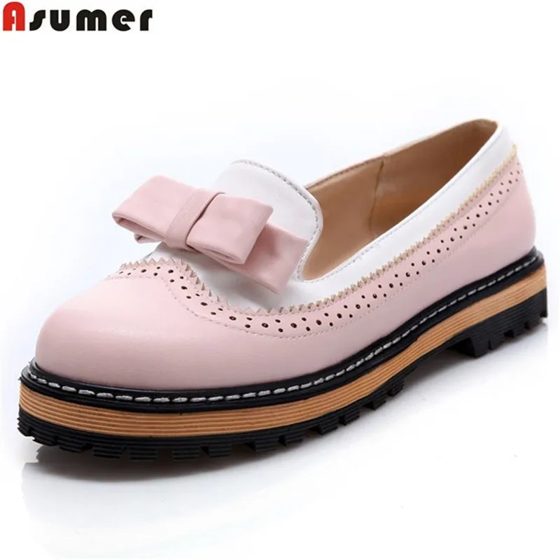 ASUMER/новые туфли на плоской подошве и платформе большие размеры 34 43 женские