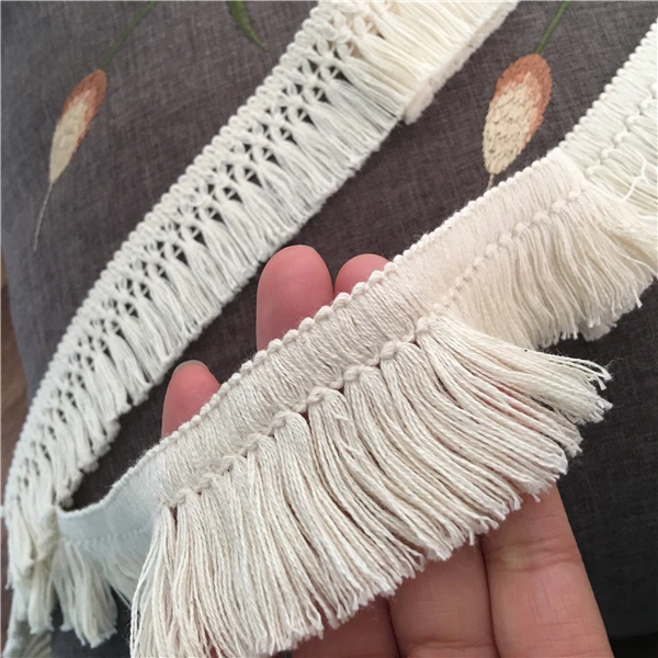 

10yards Beautiful Cotton Fringe Tassel Trim Dangling Curtain Lace Beige Tassel Sewing DIY Material