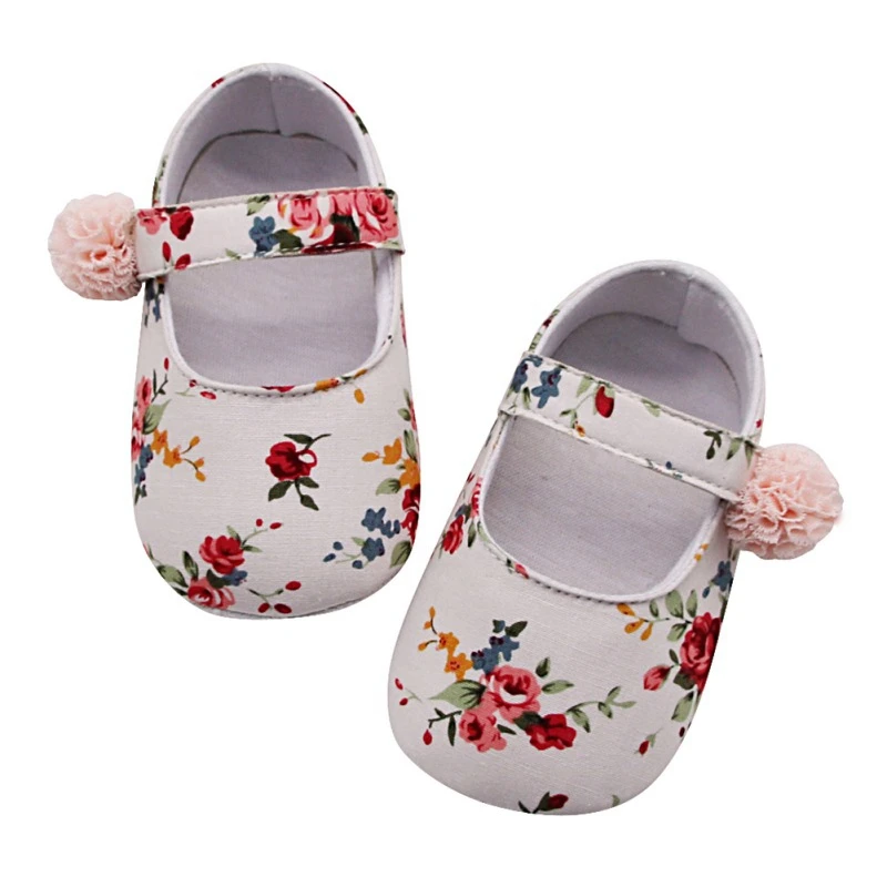 

Floral Newborn Anti-slip Shoes Footwear Baby Prewalker Soft Soled Classic Princess Girl Crib Mary Jane Flower Shoes