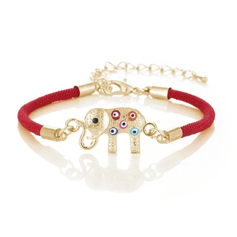 Классический золотой браслет с шармами в виде слона кристаллами Плетеный