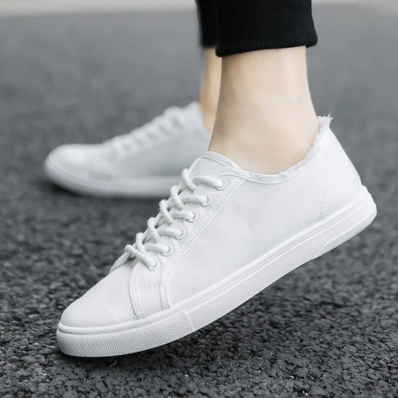 

Mens White Shoes Lace-up Canvas Casual Shoes Lightweight Comfortable Sneakers Running Shoes Mens Loafers Tenis Masculino Adulto