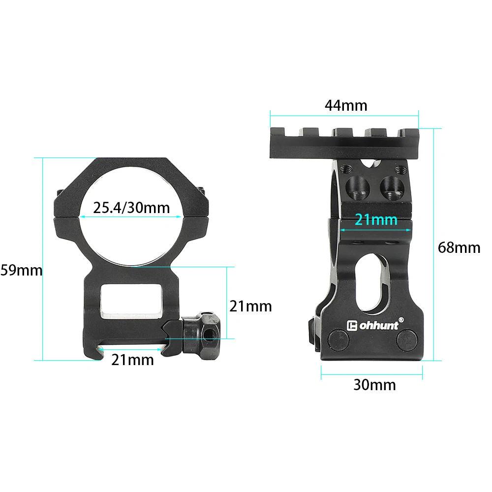 ohhunt Rock-Solid 25.4mm 30mm Scope Picatinny Rings Hunting Tactical Riflescopes Mounts With Top Rail For AK 47 AR15