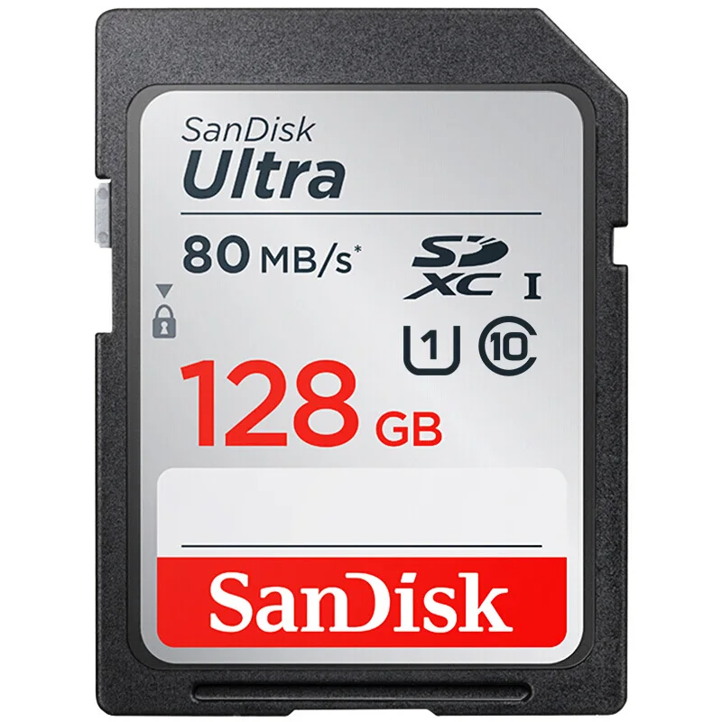 Оригинальная sd-карта SanDisk, 128 ГБ, 64 ГБ, 32 ГБ, 16 ГБ, класс 10, ультра Экстремальная высокоскоростная SDHC/SDXC, 80 Мб/с, sd-карта для камеры Canon