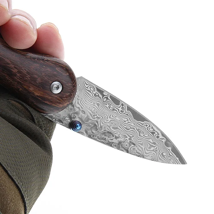 Бесплатная доставка новый дамасский карманный нож с ручкой из сандалового