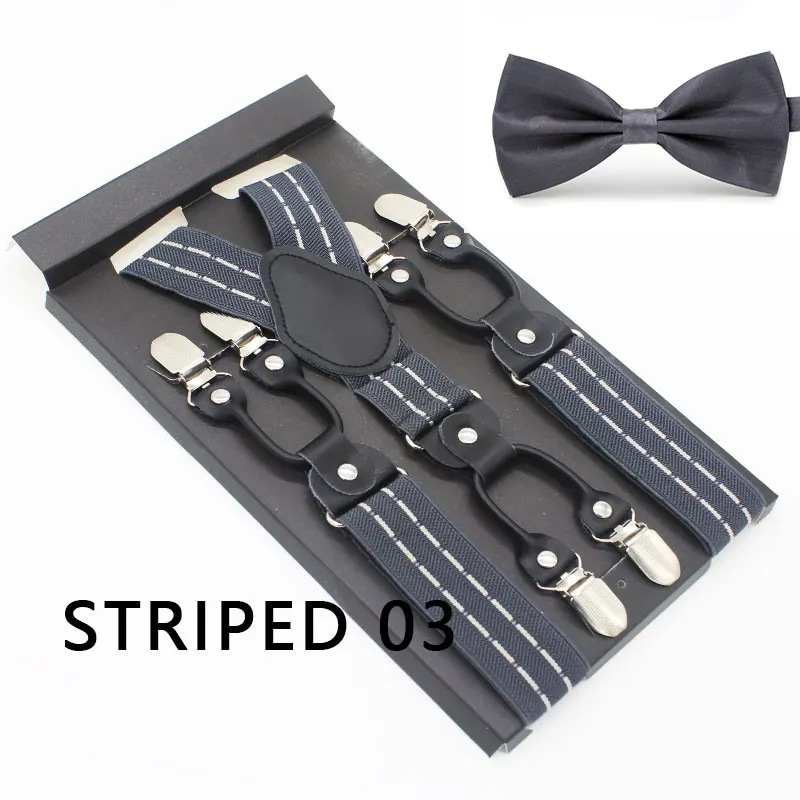 Черные подтяжки из натуральной кожи с 6 зажимами комплекты бантом винтажные