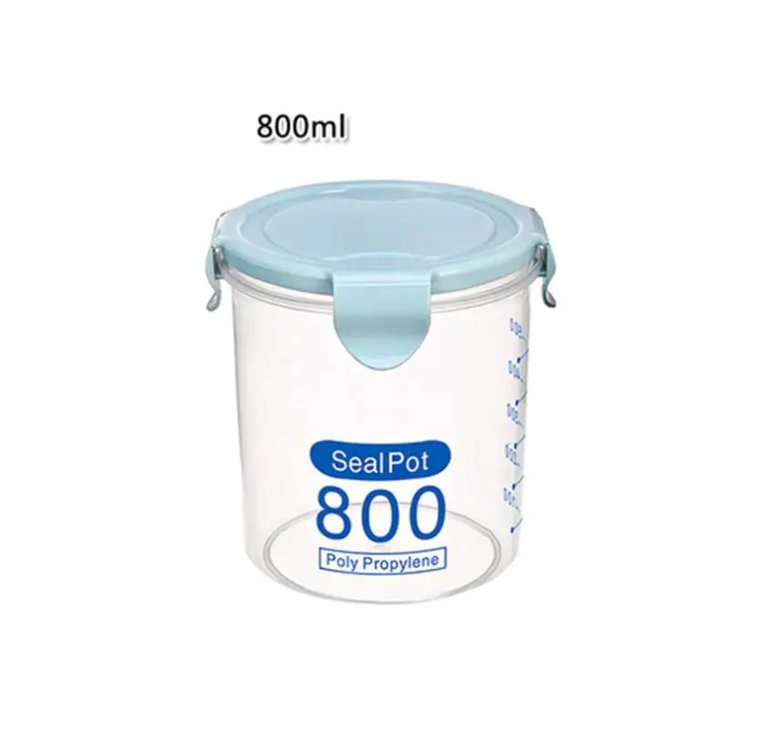 Blue 800ml Влагостойкий кухонный ящик для хранения, герметичный пластиковый контейнер для хранения продуктов питания, прозрачный герметичный пластиковый контейнер - Цвет: Blue 800ml