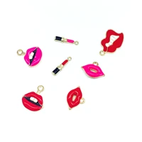 20pcslot mouth lipslipstick floating enamel charms alloy gold color pendant fit necklaces bracelets diy jewelry accessories