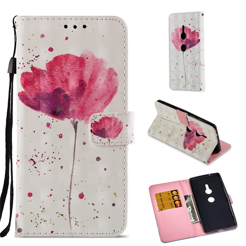 Роскошный 3D окрашенный чехол для телефона из искусственной кожи SONY XZ2 Cool Skull Pink
