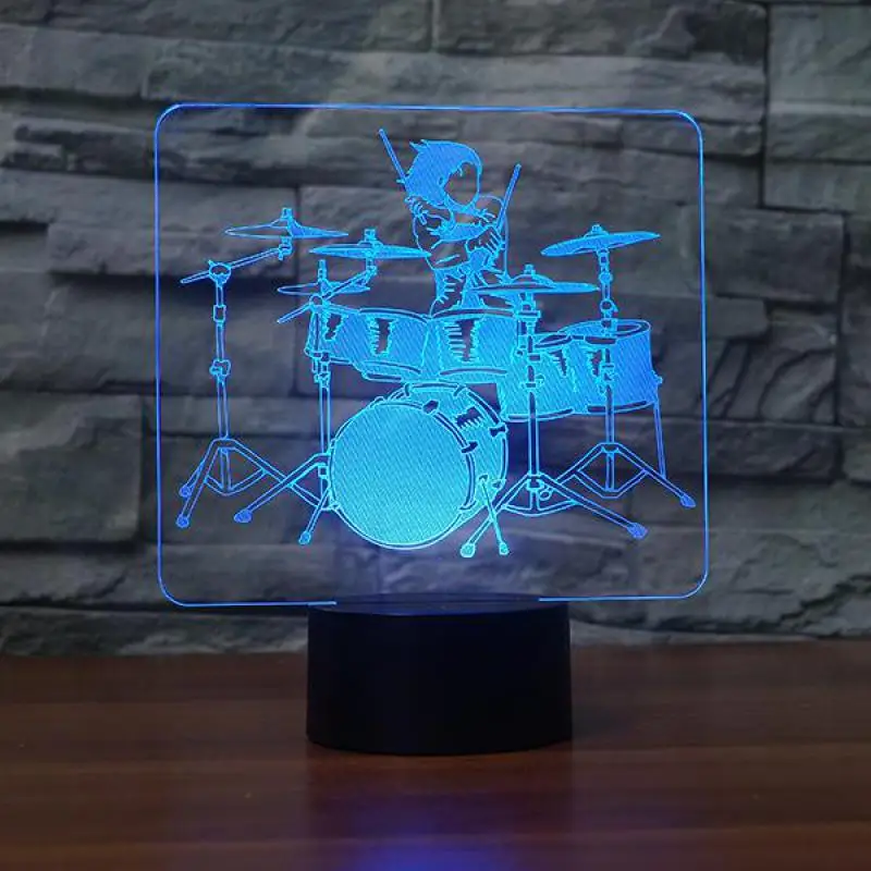 Музыкальный инструмент рамка барабан Led Настольная 3d Ночная лампа прикроватная