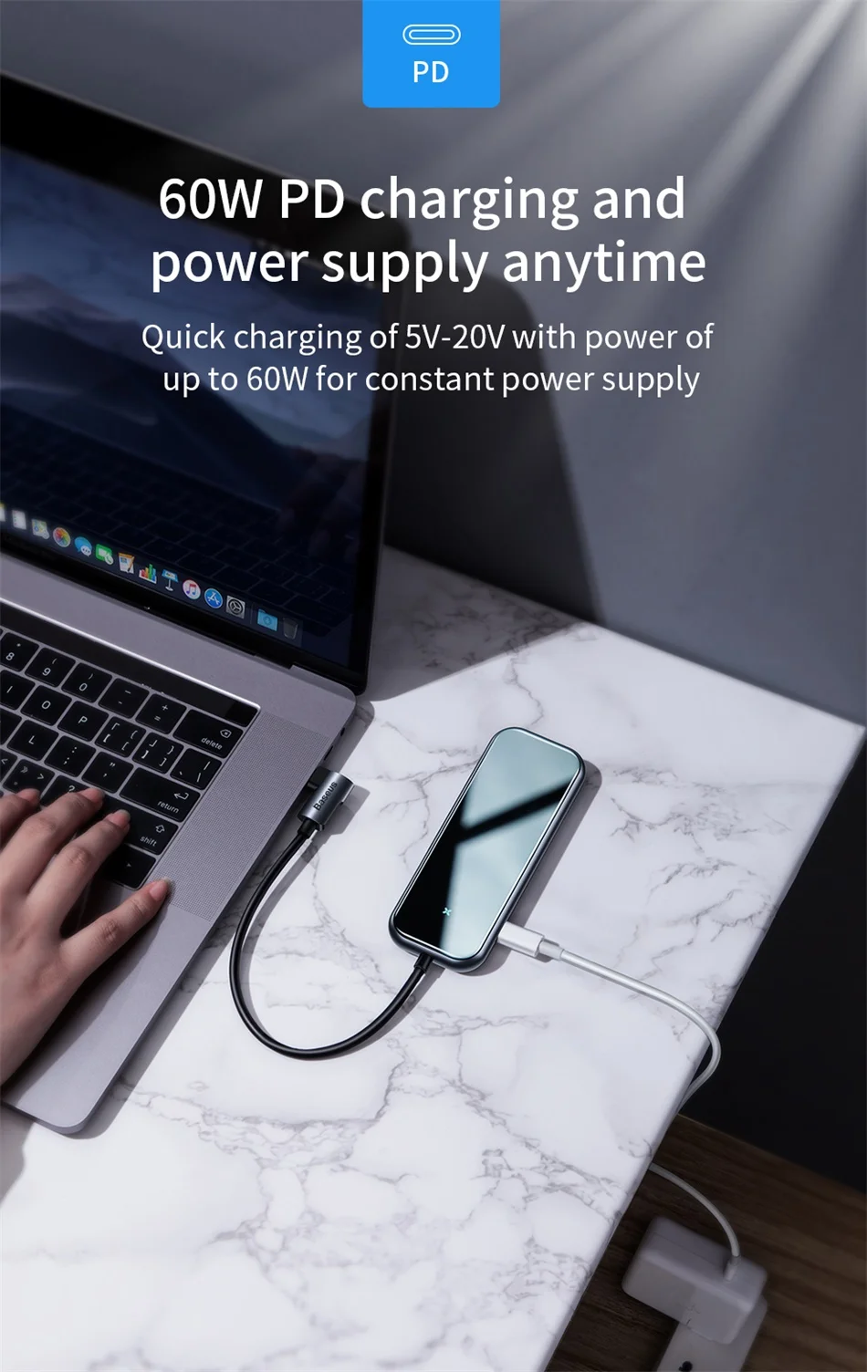 Baseus Мульти USB C 3,0 концентратор с 3 портами Usb TF+ SD карта Тип C Usb концентратор к USB 3,0 HD4K для Macbook Pro с 3,5 мм аудио разъем